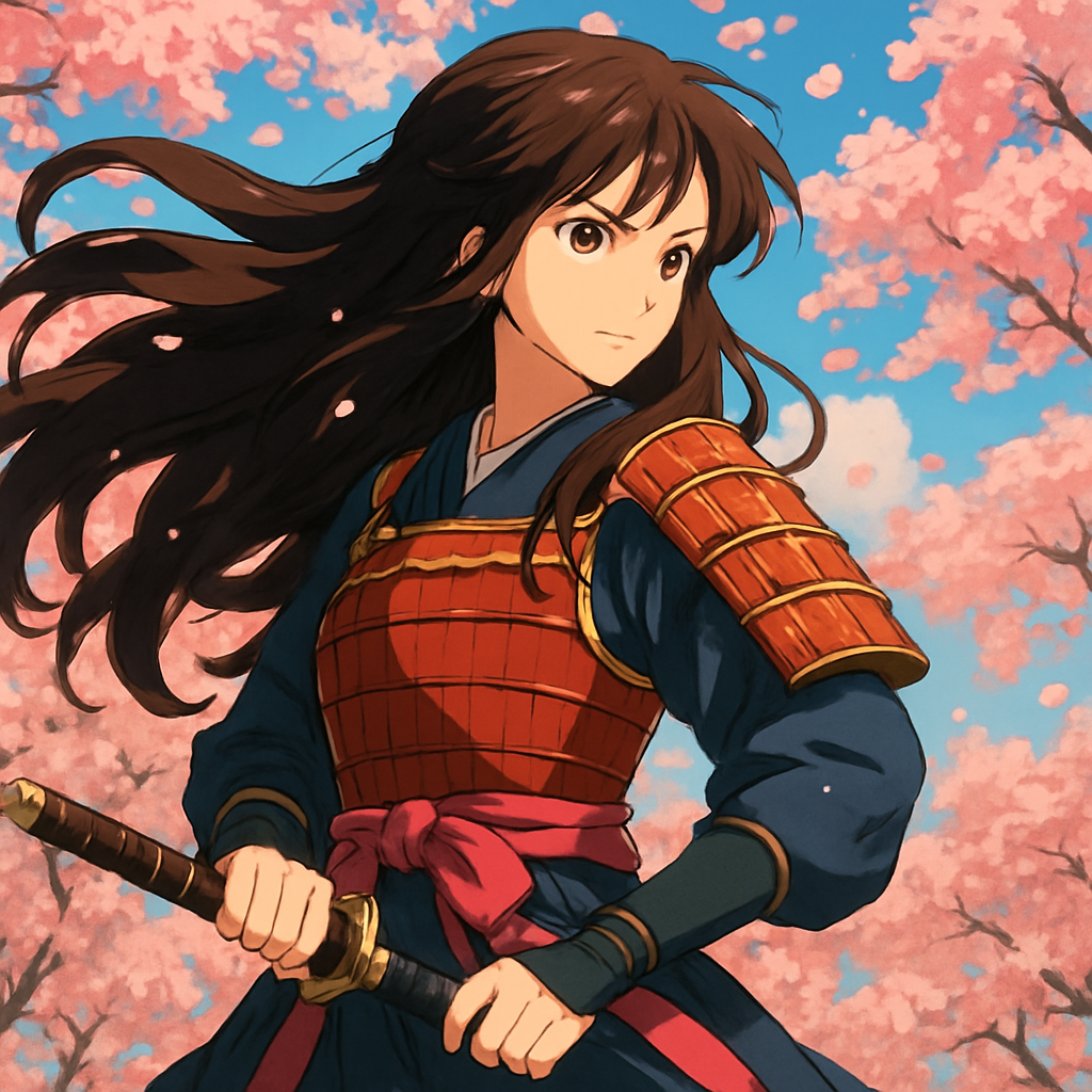 Warrior with cherry blossoms