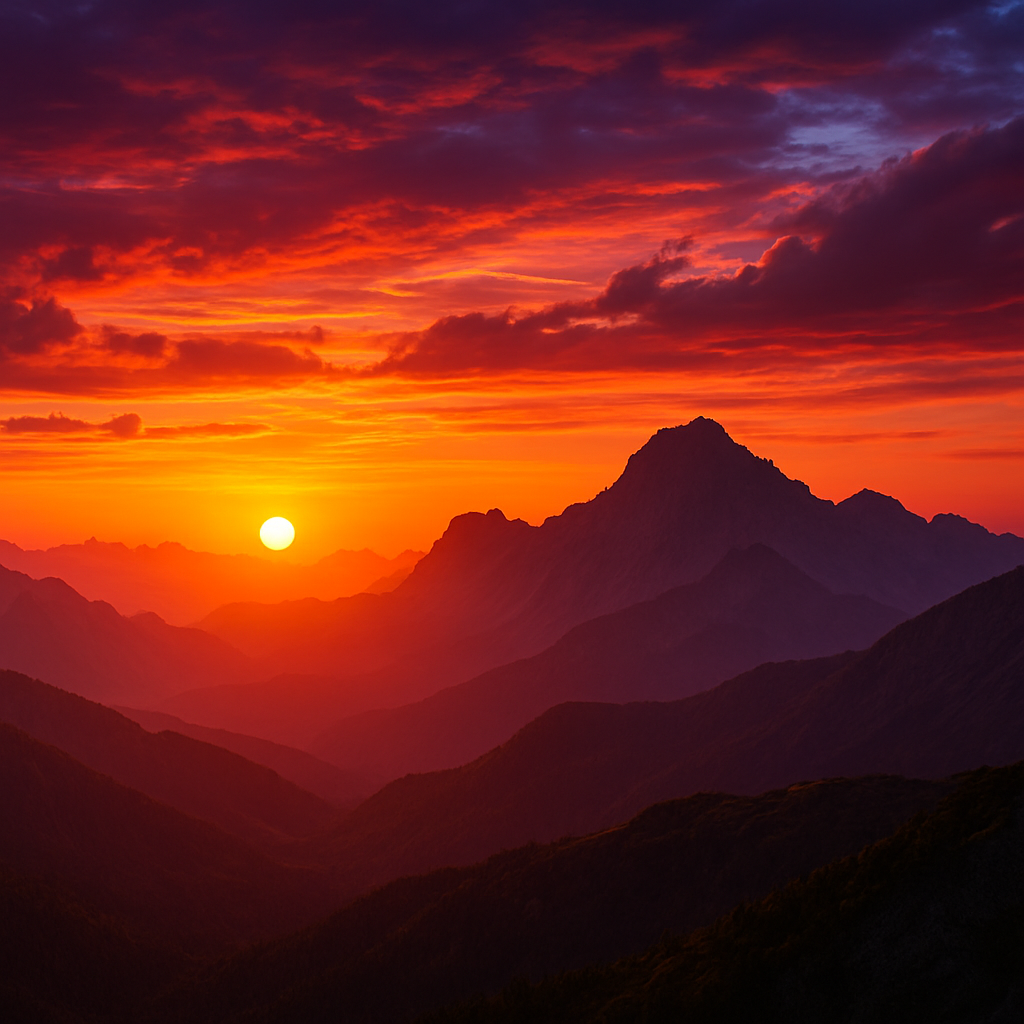 Sunset over mountains